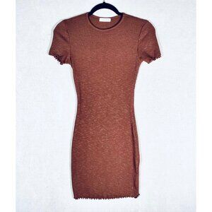 Haley June Dress Womens S Brown Ribbed Bodycon Mini y2k Babydoll Coquette